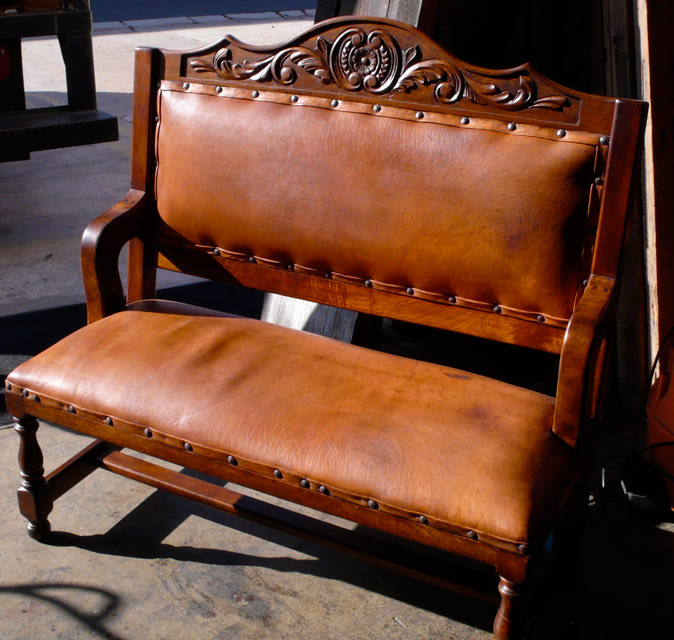 Mesquite Carved Bench