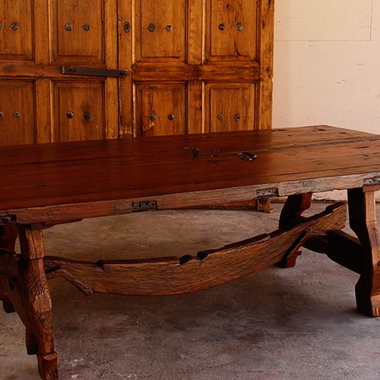 Antique Mexican Door Dining Table with Oxen Yoke Base