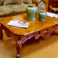 Medallion Style Hand Carved Mesquite Coffee Table
